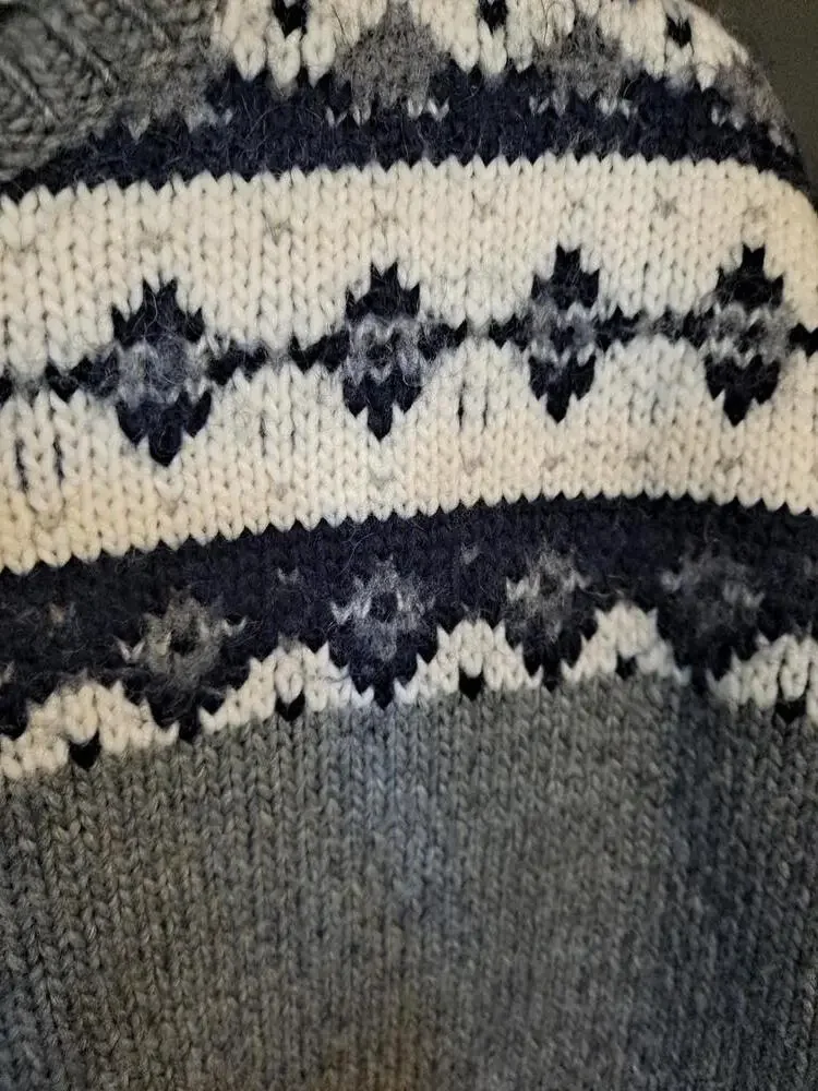 Loft Gray Crew Neck  Sweater‎ with Geometric Design on Top Size Medium
